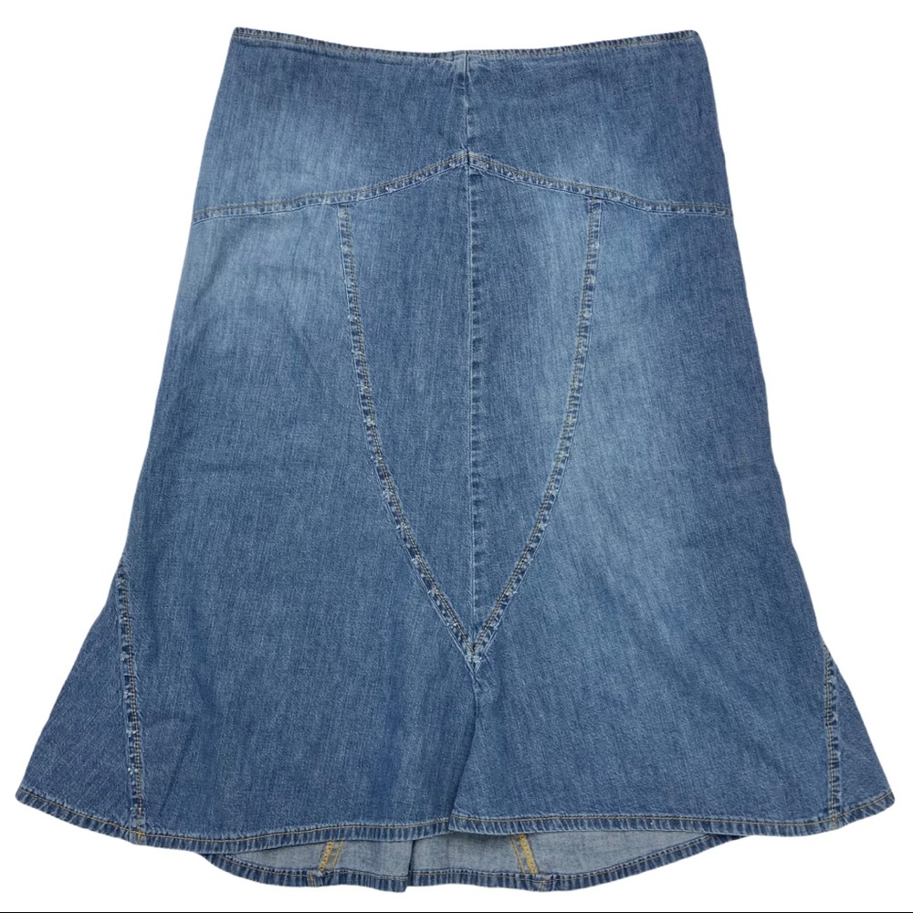 Vintage Zara TRF Denim Soft Jean Flare Midi Skirt